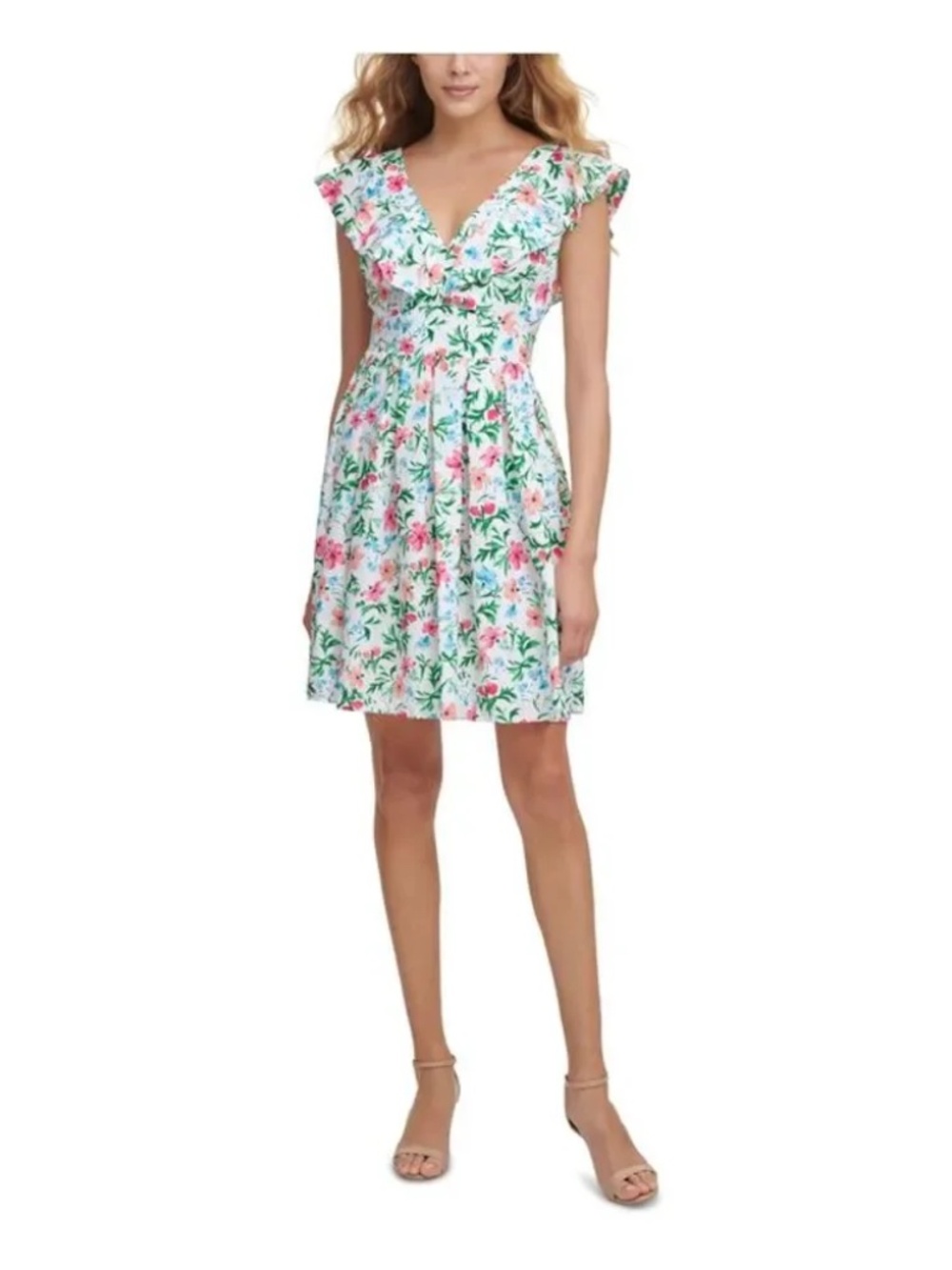 KENSIE Womens White Crisscross Back With Cutout Sleeveless Dress Juniors 2